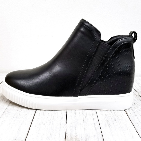 black wedge high tops